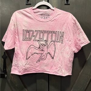 Led Zeppelin Brandy Melville Pink Graphic Crop Tee